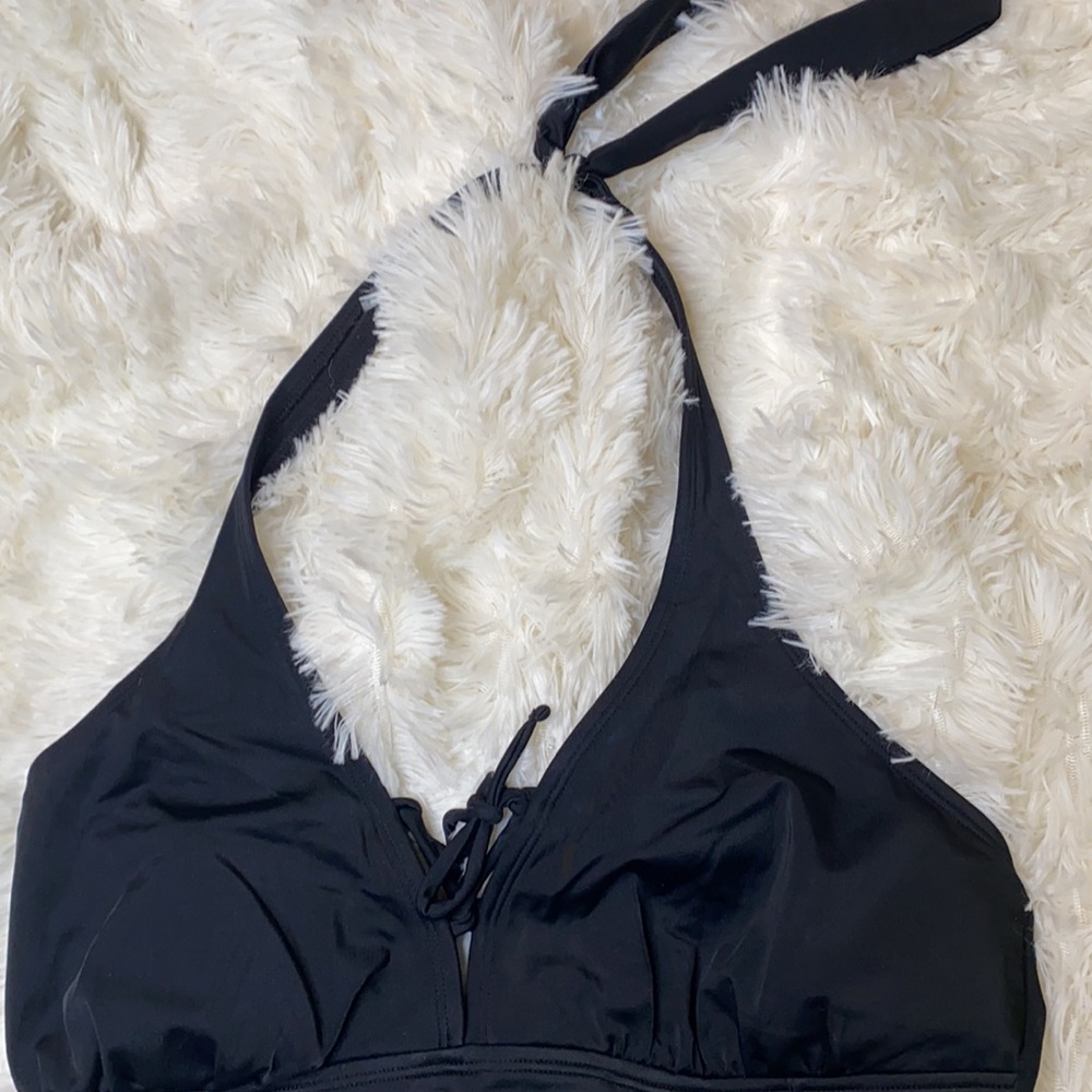 Islander Black One Piece Halter Tie Bathing Swimsuit Size 12 - Picture 3 of 9